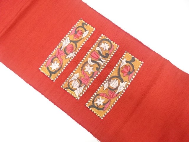 JAPANESE KIMONO / TSUMUGI / FLOWER ARABESQUE PATTERN WOVEN / HORIZONTA